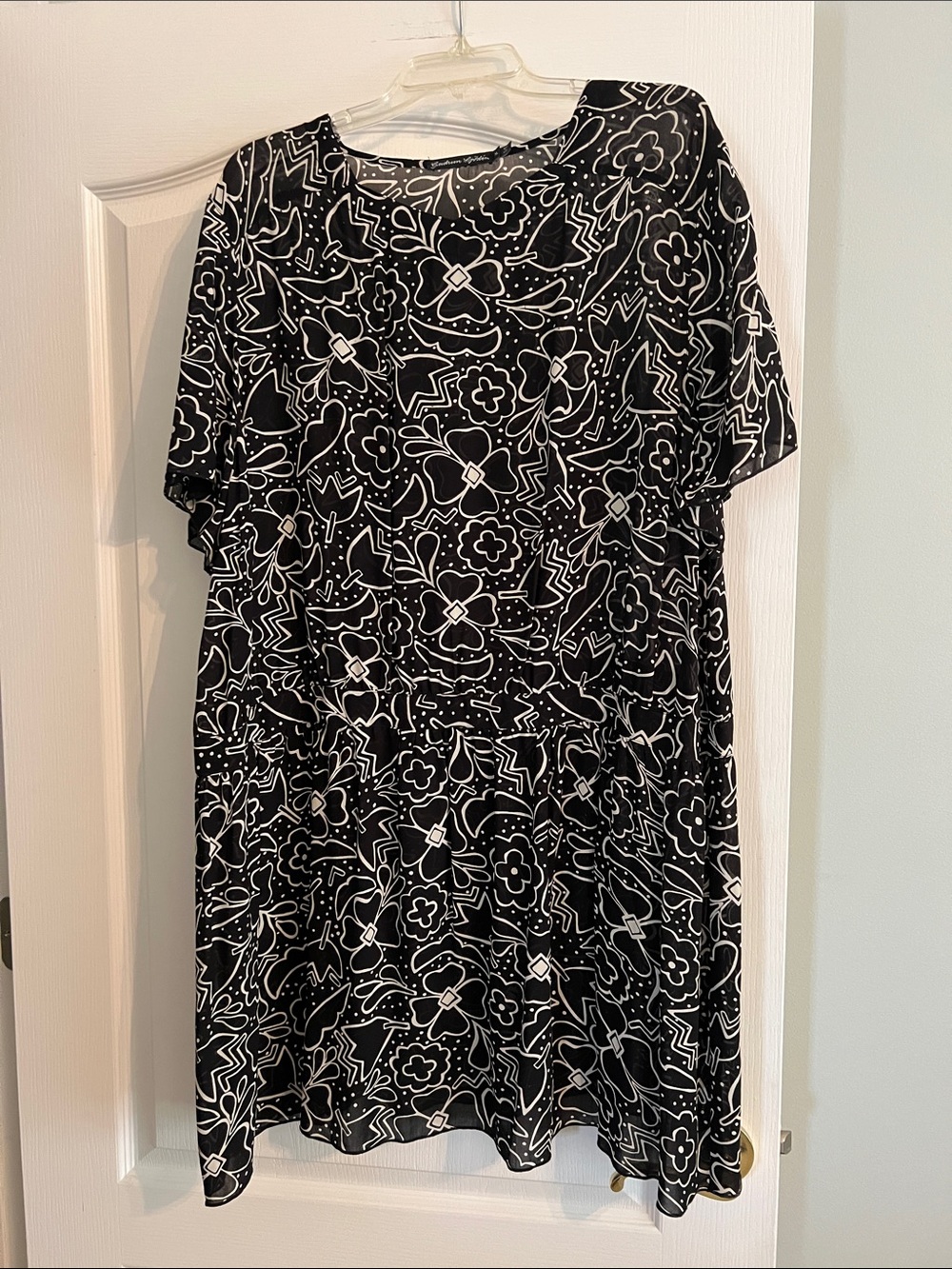 Gudrun Sjoden brown & White Floral-Graphic drop waist Dress 18/20